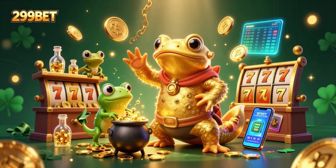 Experience big wins at 299BET with a thrilling scene of a golden salamander alchemist and magical gold