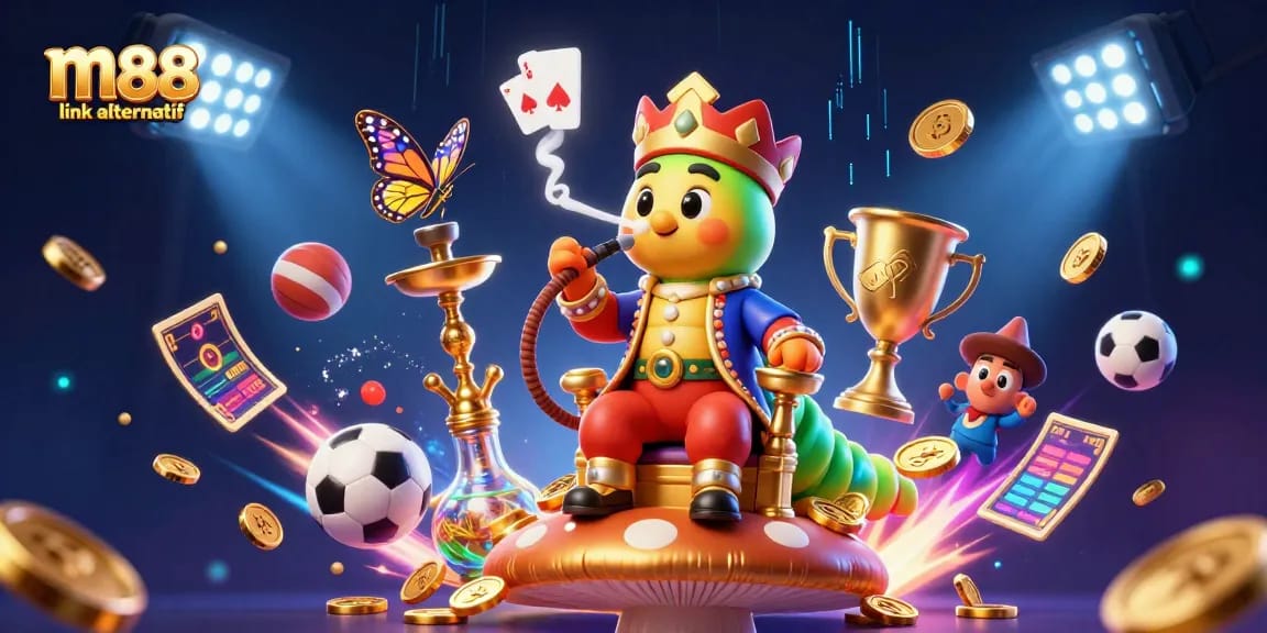 Bet on big wins with m88 link alternatif - vibrant 3D casino art featuring dynamic sports elements.