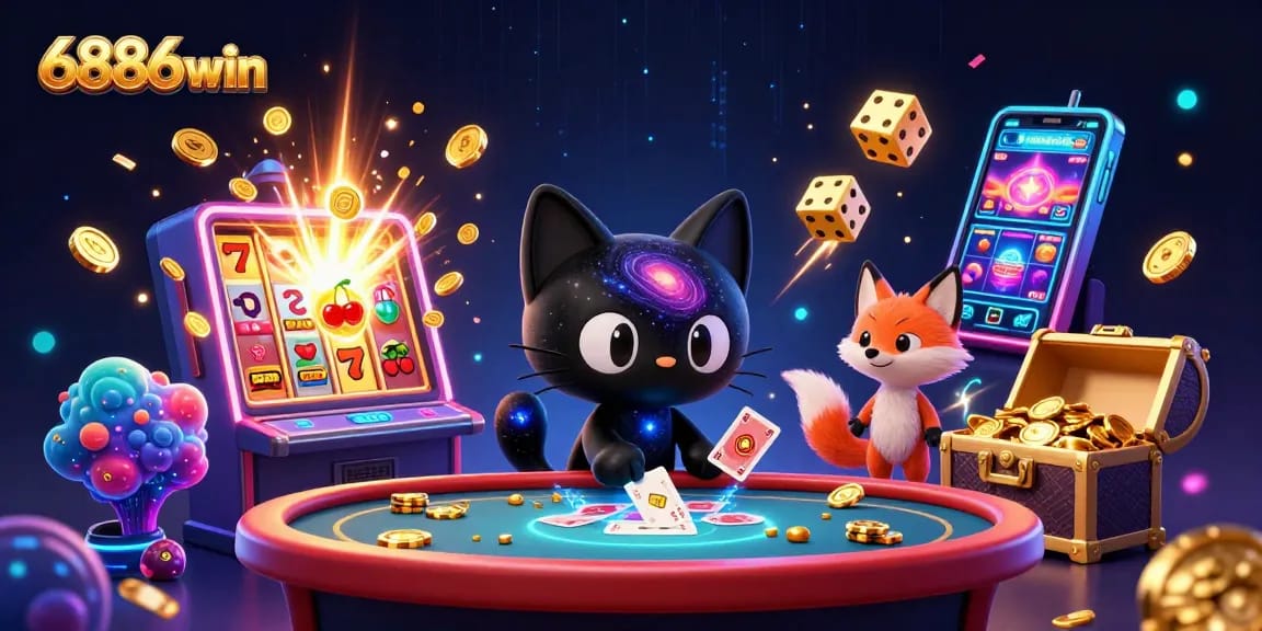 Experience exciting gaming at 6886win with dynamic cosmic casino elements and vibrant characters.