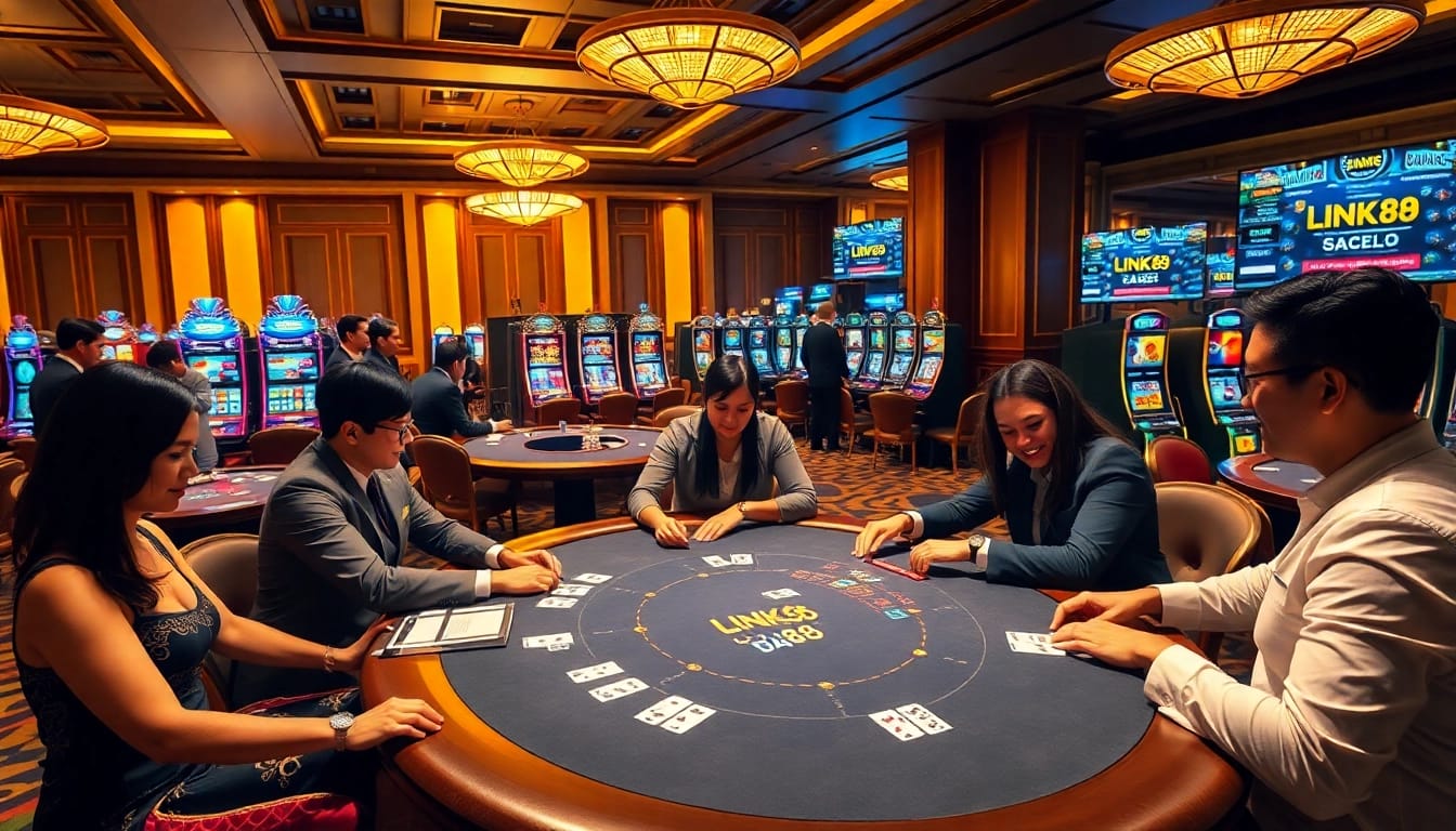 Experience thrilling gameplay at LINK DA88 with professionals engaged in high-stakes casino action.