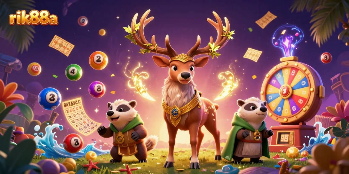 Experience joy with rik88a's lively gaming scene featuring vibrant elements and casino excitement.
