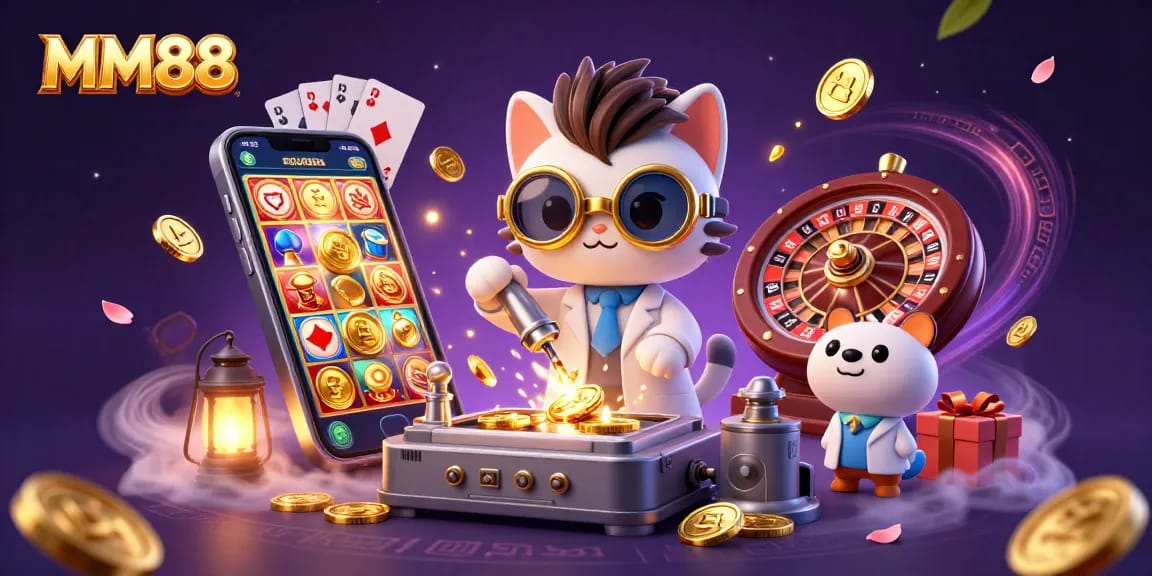 Experience thrilling gameplay at MM88 with vibrant casino elements and engaging characters.