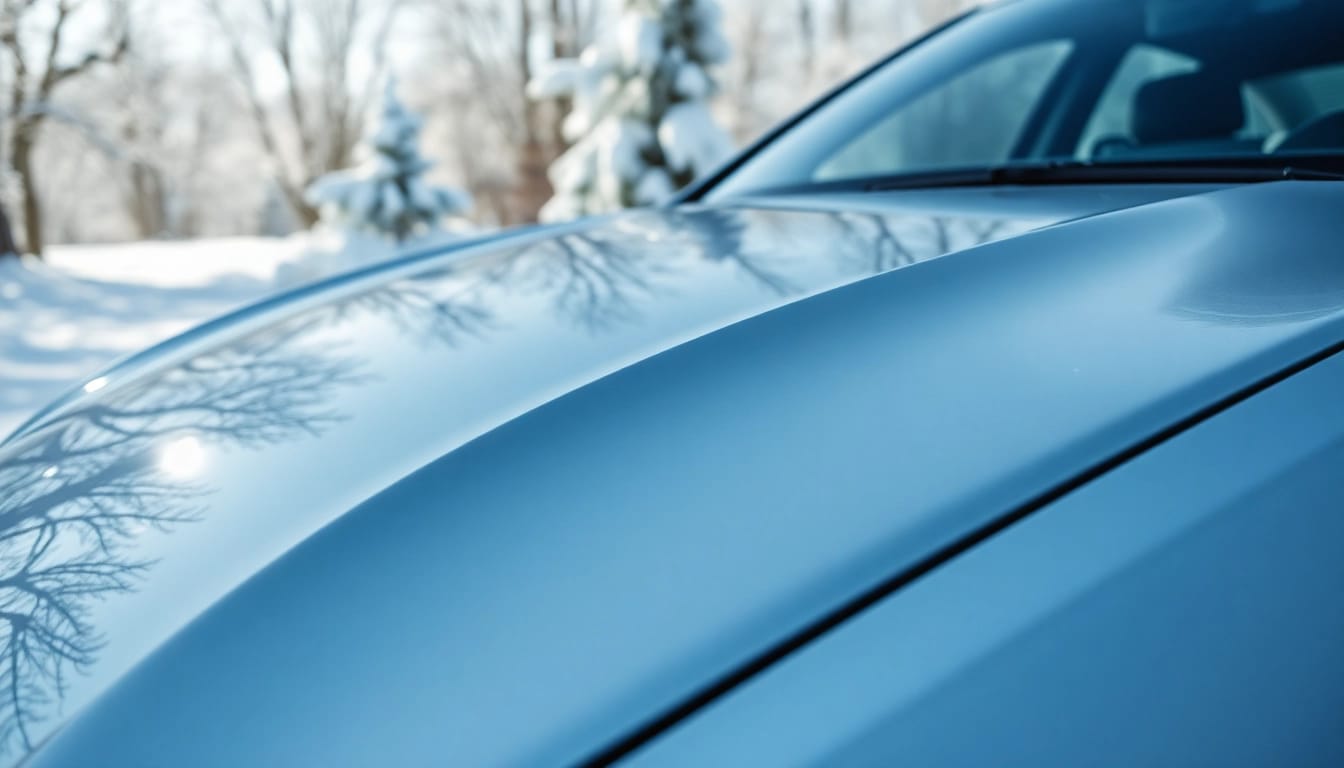 PPF winter road salt protection showcasing a vehicle's resilient surface coating against winter elements.