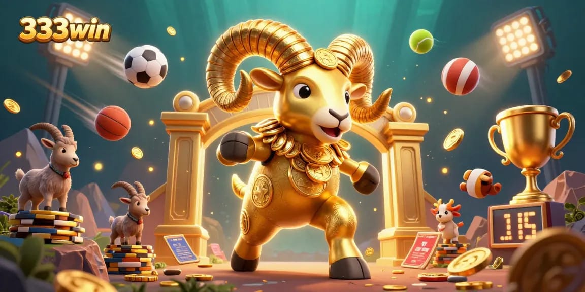 Experience thrilling gambling with 333win, showcasing a dynamic 3D casino scene with energetic characters and exciting elements.