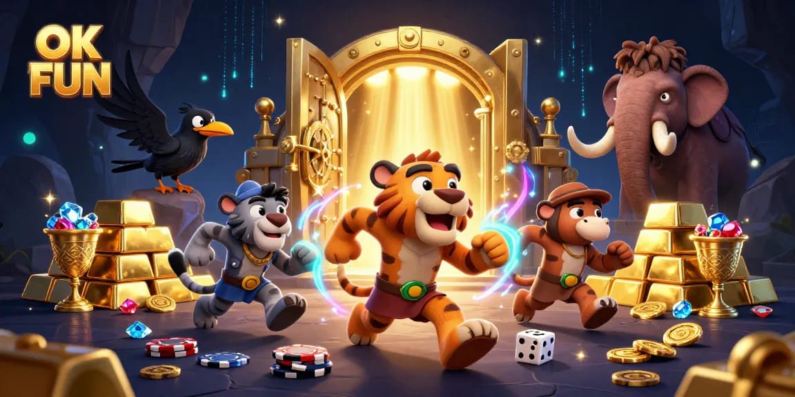 Experience OK FUN in a dynamic prehistoric casino with a caveman duo and treasures.