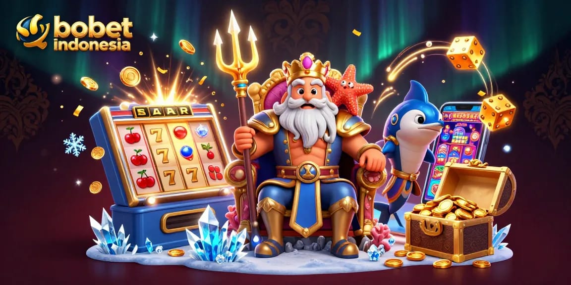 Experience thrills with sbobet indonesia as Neptune and friends embrace the exciting world of online gambling.