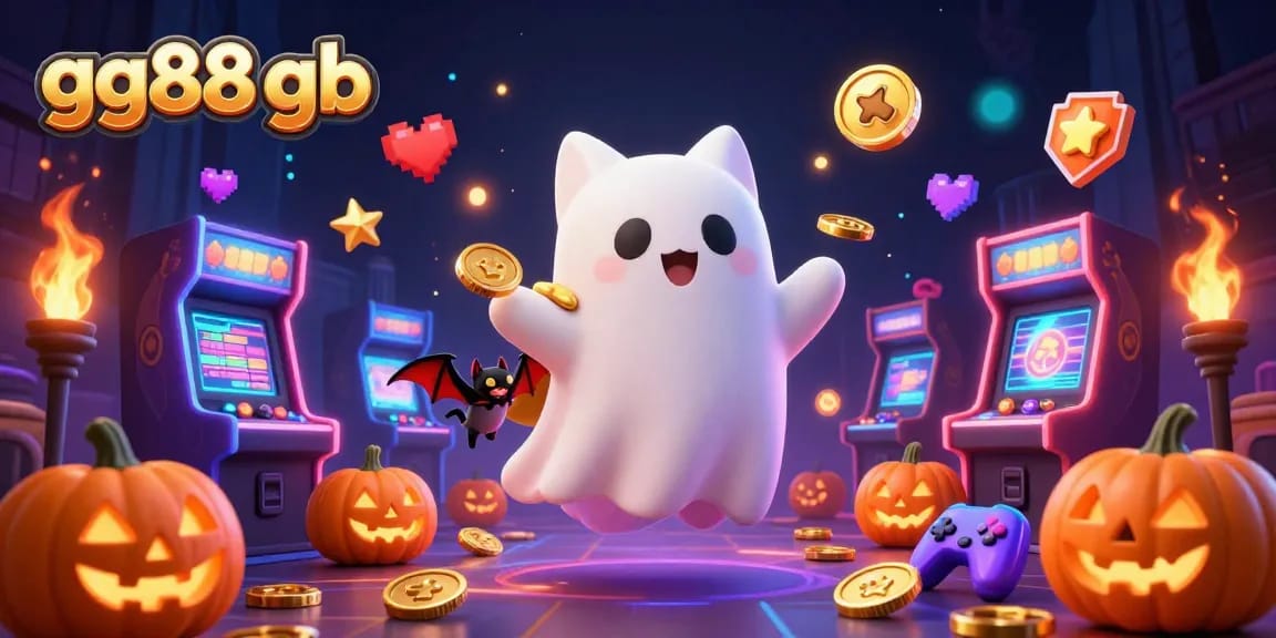Play exciting games at gg88 gb in an ultra-detailed animated casino atmosphere featuring ghostly characters.