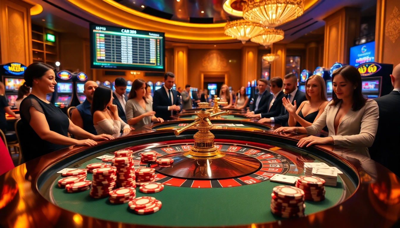 Experience the thrill of betting at cm88.com, featuring a lively roulette table and excited players.