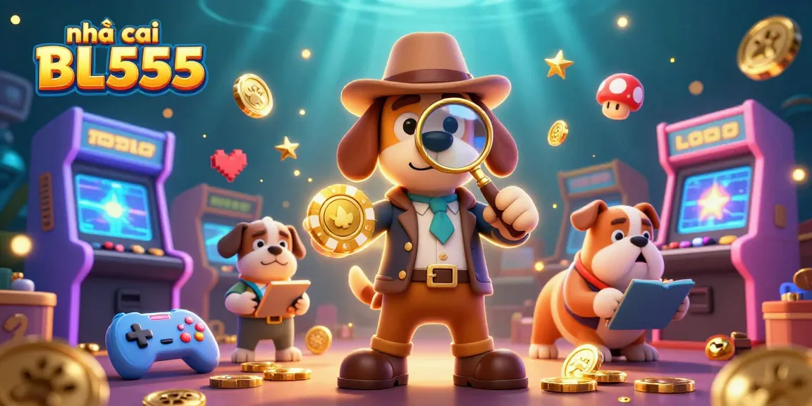 Play and win at nhà cái BL555 with 3D cartoon characters exploring casino treasures and clues.