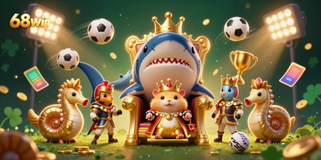 Experience thrilling gaming adventures with 68win’s vibrant illustrated scene, showcasing engaging casino elements.