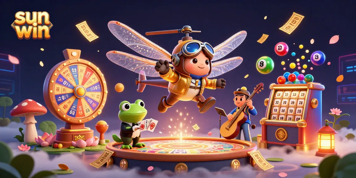 Experience the excitement of sun win with an animated scene featuring fun casino elements