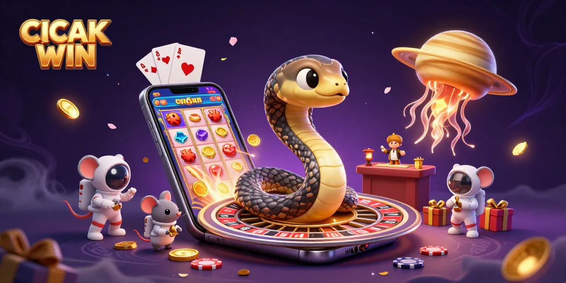 CICAK WIN showcases an enchanting 3D casino scene with astronauts betting on a roulette snake.