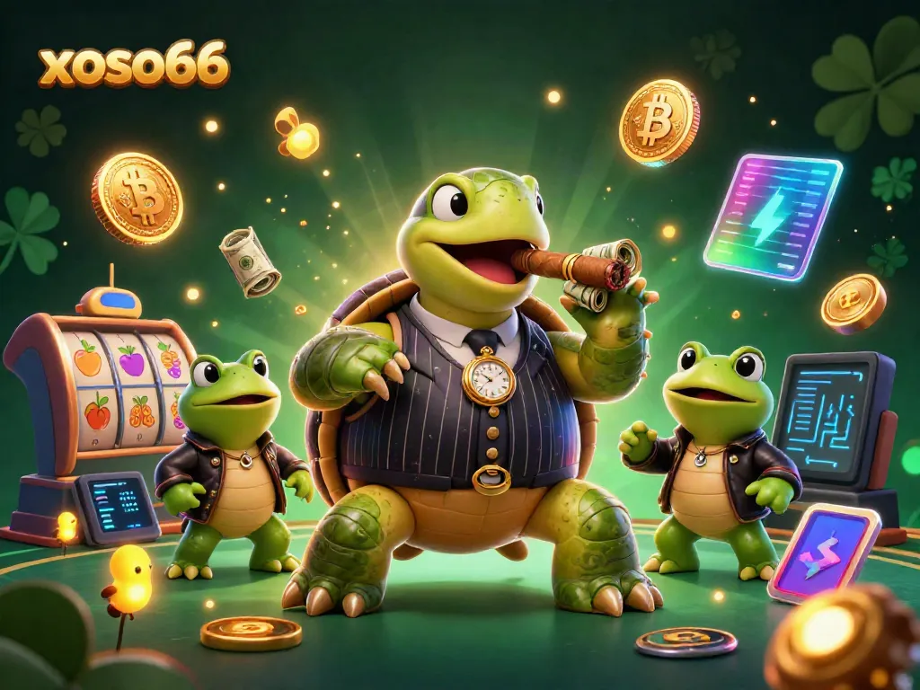 Engage in thrilling gameplay at xoso66 with a dynamic 3D casino scene featuring vibrant characters and elements.