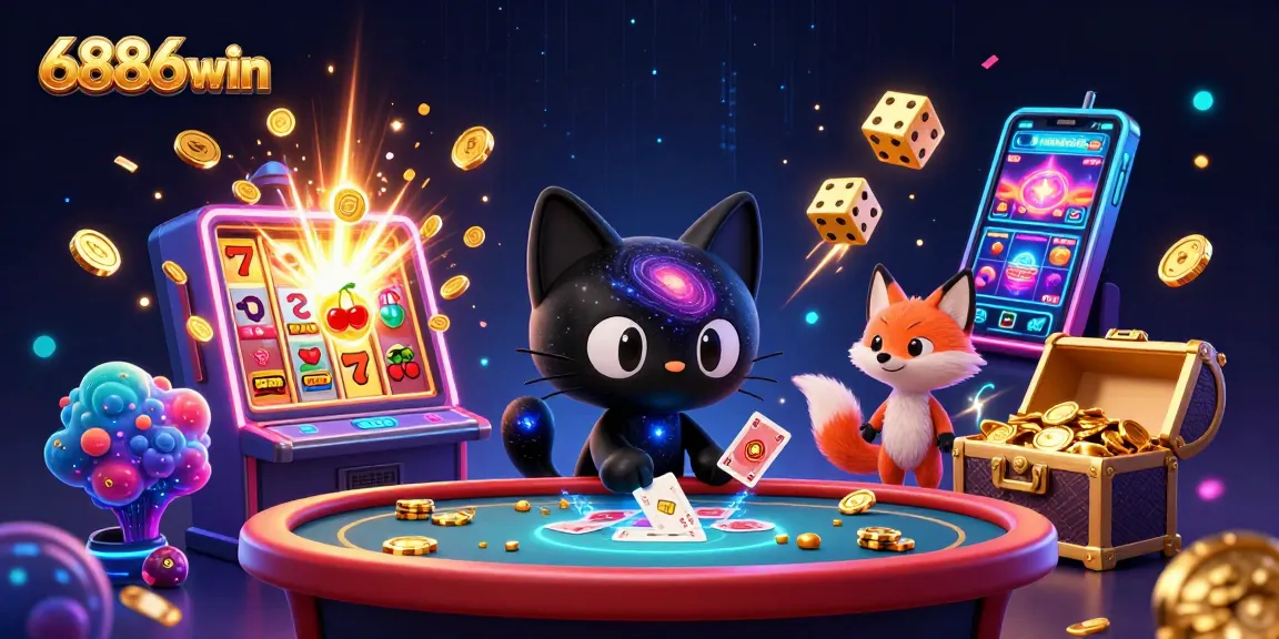 Experience exciting gaming at 6886win with dynamic cosmic casino elements and vibrant characters.