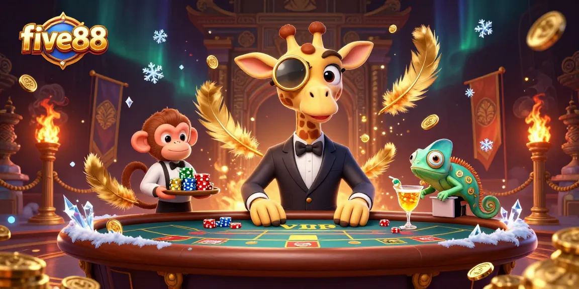 Experience the thrilling action at five88 with a high-roller giraffe and casino elements.