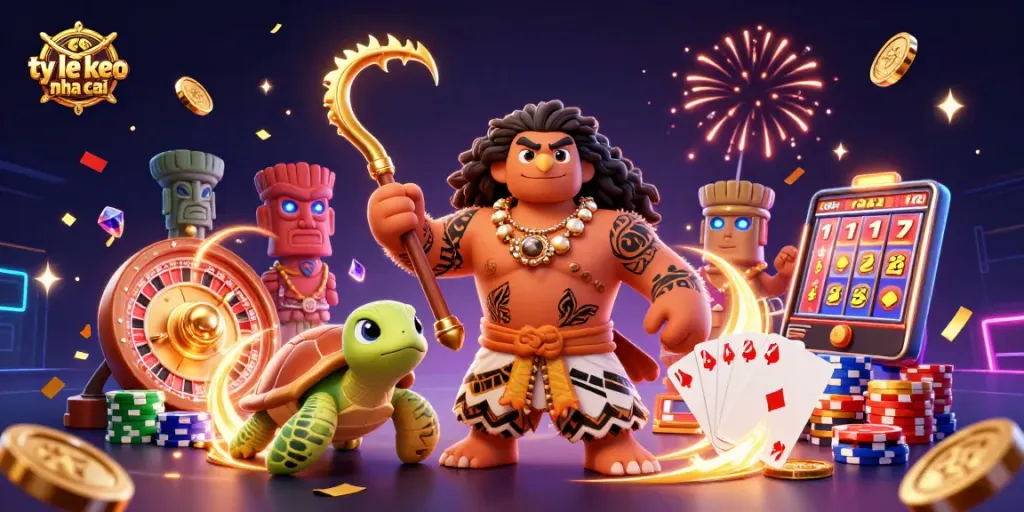 Engaging ty le keo nha cai scene featuring a hawk demigod and turtle amidst vibrant casino elements.