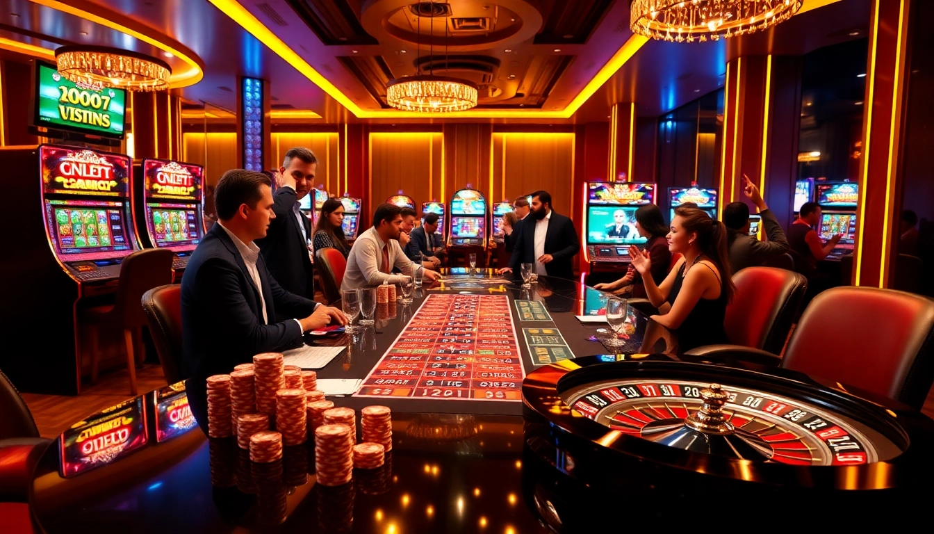 Experience the thrill of online gambling at https://oxbet24.com/ with a luxurious casino scene filled with excitement.