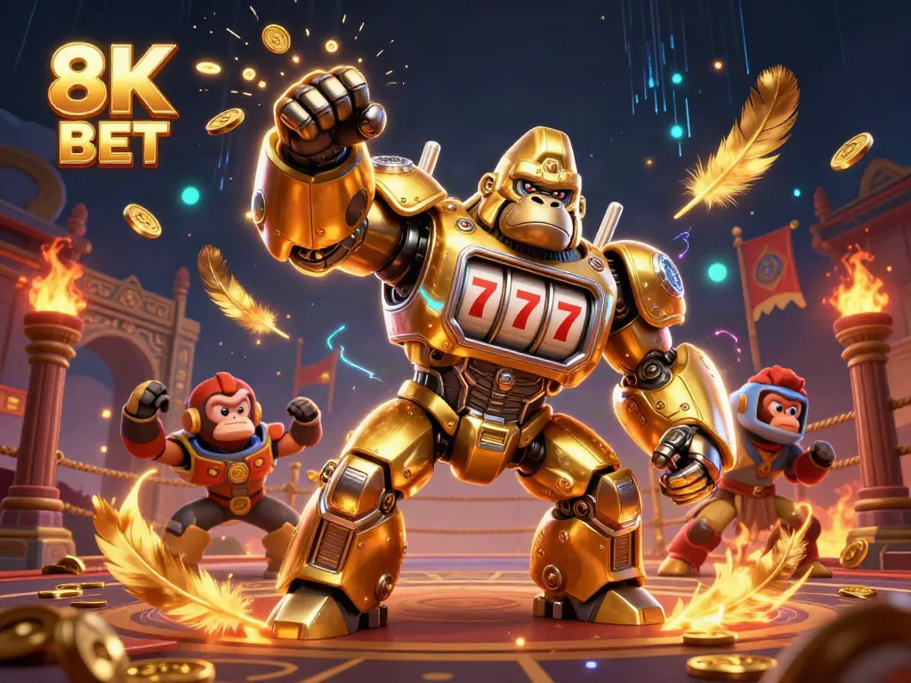 Trải nghiệm sôi động tại 8K BET với siêu nhân thú vàng và các biểu tượng may mắn.