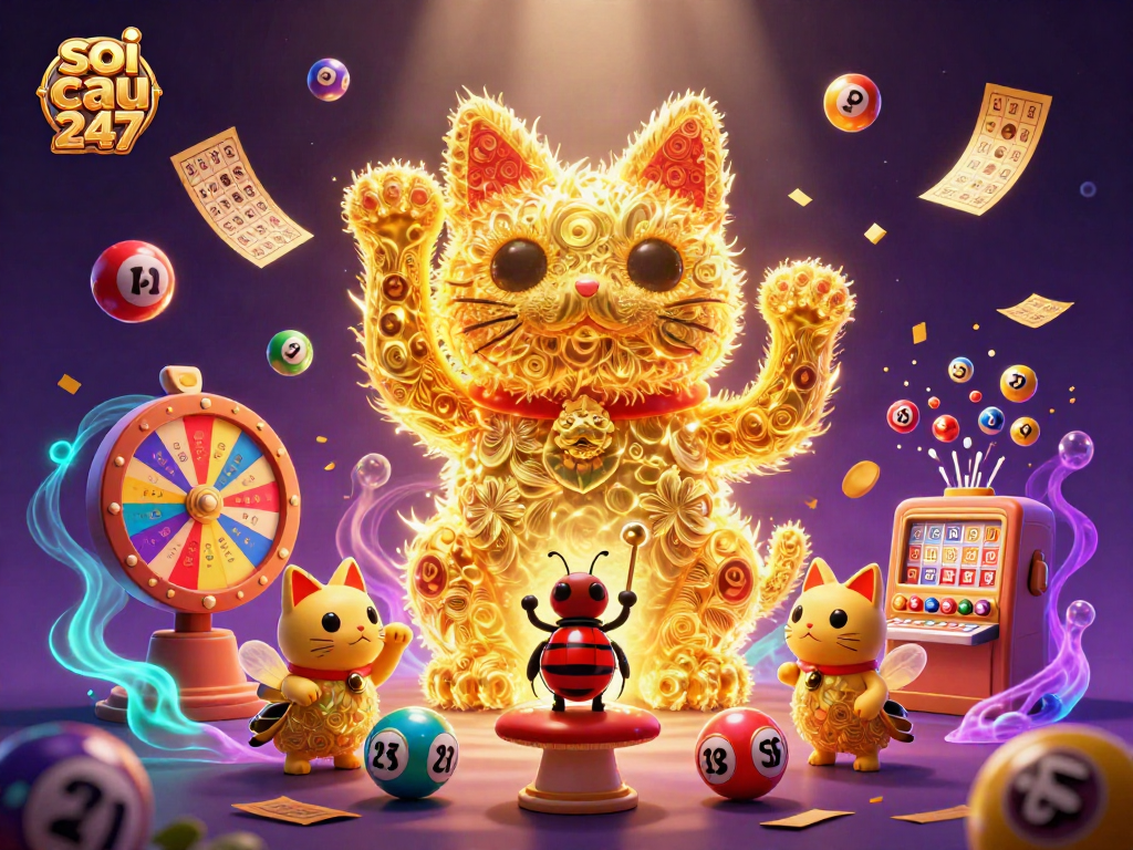 Experience the thrill of soi cau 247 with a vibrant display of lottery elements and gaming symbols.