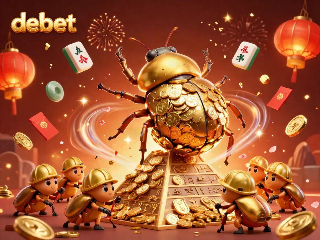 Join the golden dung beetles at debet as they roll coins to victory in a vibrant casino world