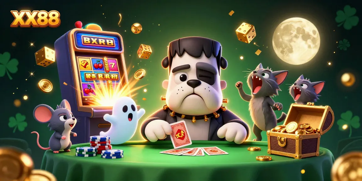 Experience thrilling gameplay at XX88 with a lively illustration featuring unique casino elements.