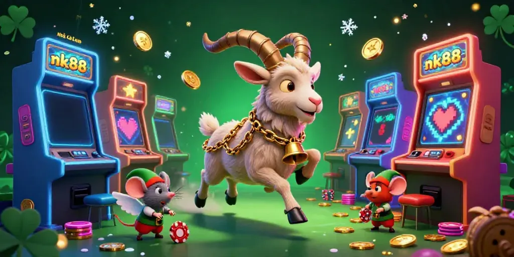 Engage with thrilling games at nhà cái nk88 while Krampus oversees festive chaos in a vibrant casino scene.