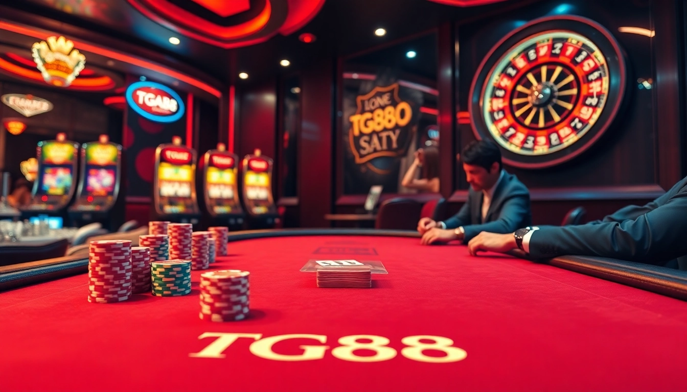 High-stakes TG88 poker game revealing intense gameplay and colorful chips.