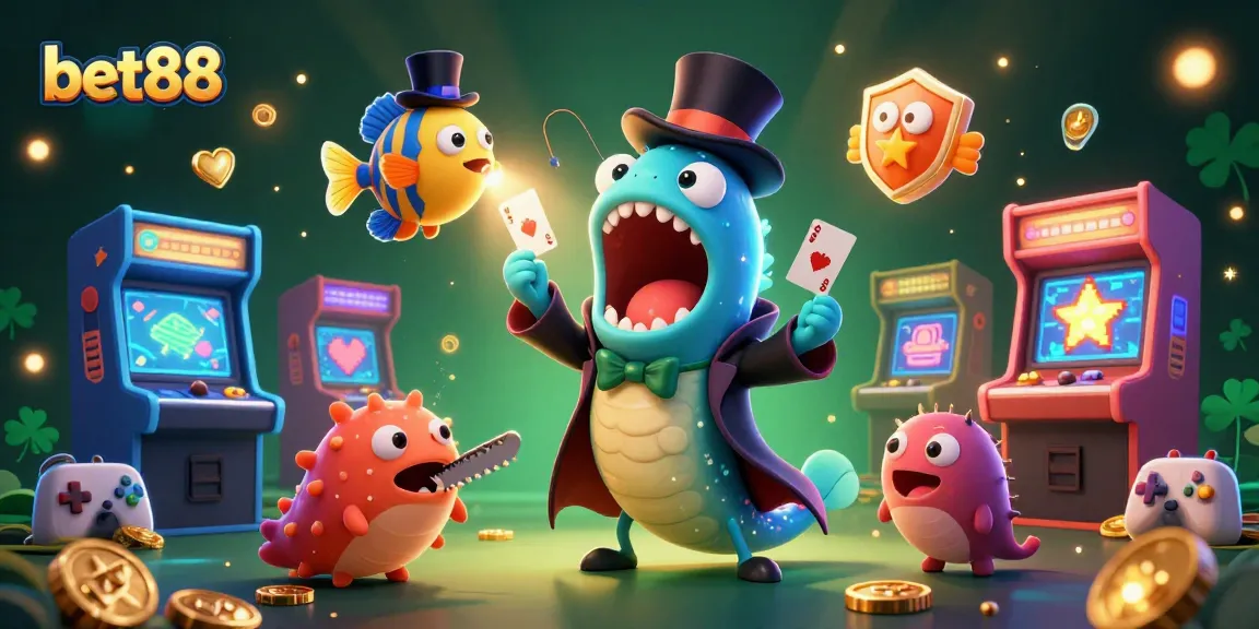 Engage in the thrilling world of bet88 with a vibrant underwater magic show featuring a bioluminescent gulper eel and anglerfish.