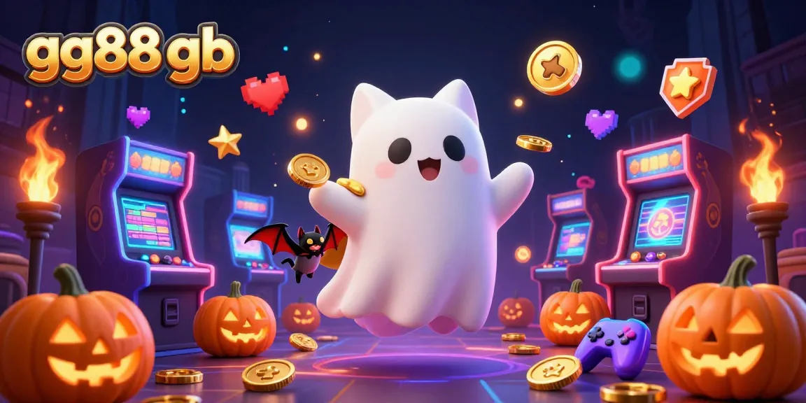 Play exciting games at gg88 gb in an ultra-detailed animated casino atmosphere featuring ghostly characters.