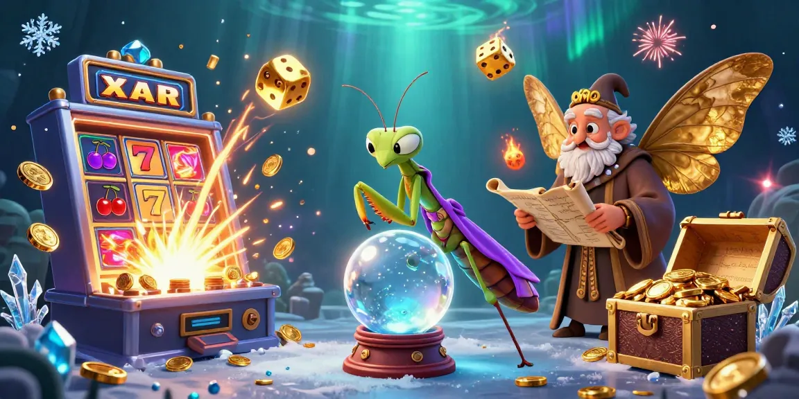XIM's vibrant 3D casino illustration showcases a fortune teller and wise librarian amid lively gaming elements.