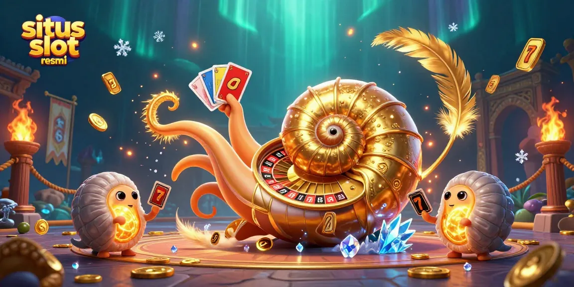 Experience the excitement of situs slot resmi with vibrant 3D elements, glowing nautilus, and casino gameplay.