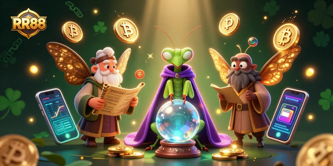 Experience RR88 with a mystical fortune teller and moth librarian in a vibrant casino scene.